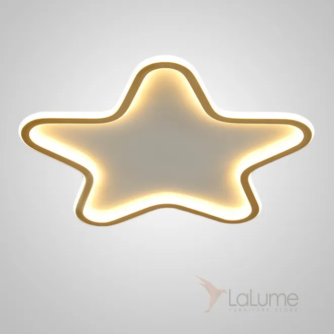 Потолочный светильник с внутренней и внешней LED-подсветкой по контуру плоского корпуса в форме звезды CARLY D55