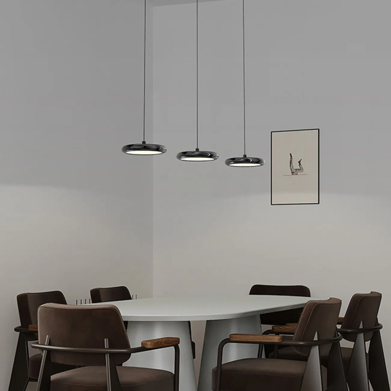 Готовая комбинация подвесных светодиодных светильников с металлическим корпусом дискообразной формы SEGOL TRIO L78