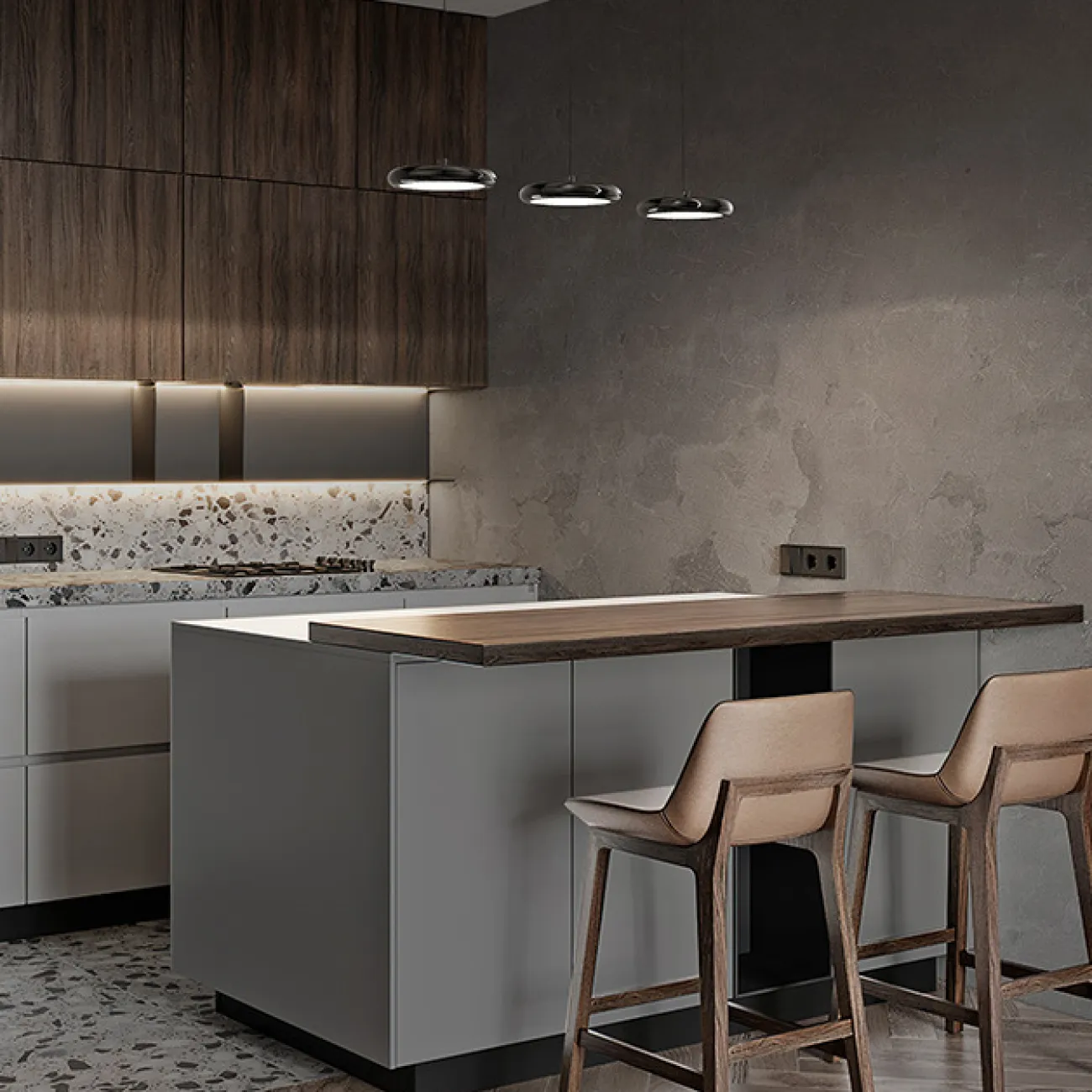 Готовая комбинация подвесных светодиодных светильников с металлическим корпусом дискообразной формы SEGOL TRIO L78