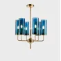 Люстра Hans-Agne Jakobsson Brass & Blue Glass Tube Chandelier Hans-Agne Jakobsson in 1970 8 Синий от ImperiumLoft