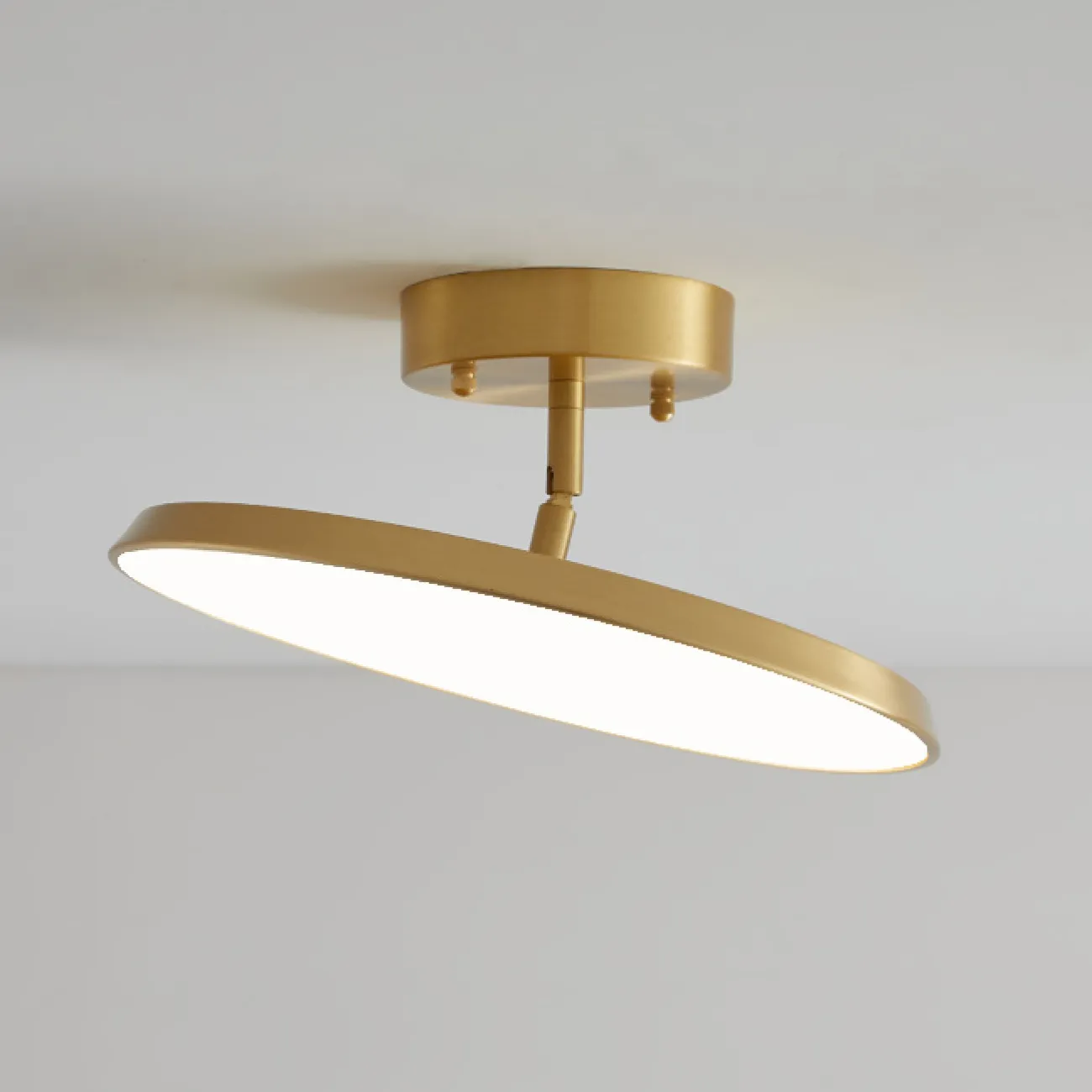 Серия потолочных светодиодных светильников с дисковидным корпусом на шарнирной стойке из латуни BIRK D30 Black