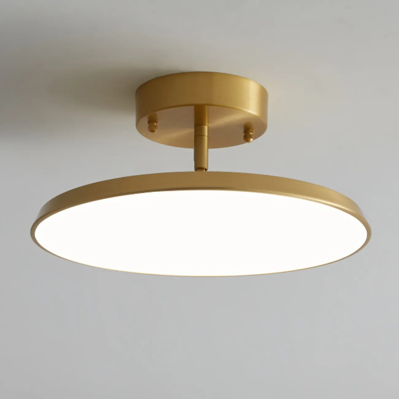 Серия потолочных светодиодных светильников с дисковидным корпусом на шарнирной стойке из латуни BIRK D30 Black