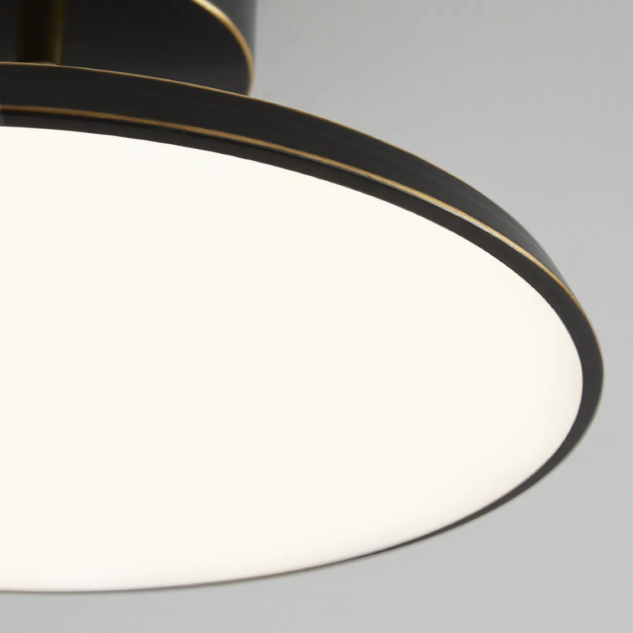 Серия потолочных светодиодных светильников с дисковидным корпусом на шарнирной стойке из латуни BIRK D30 Black