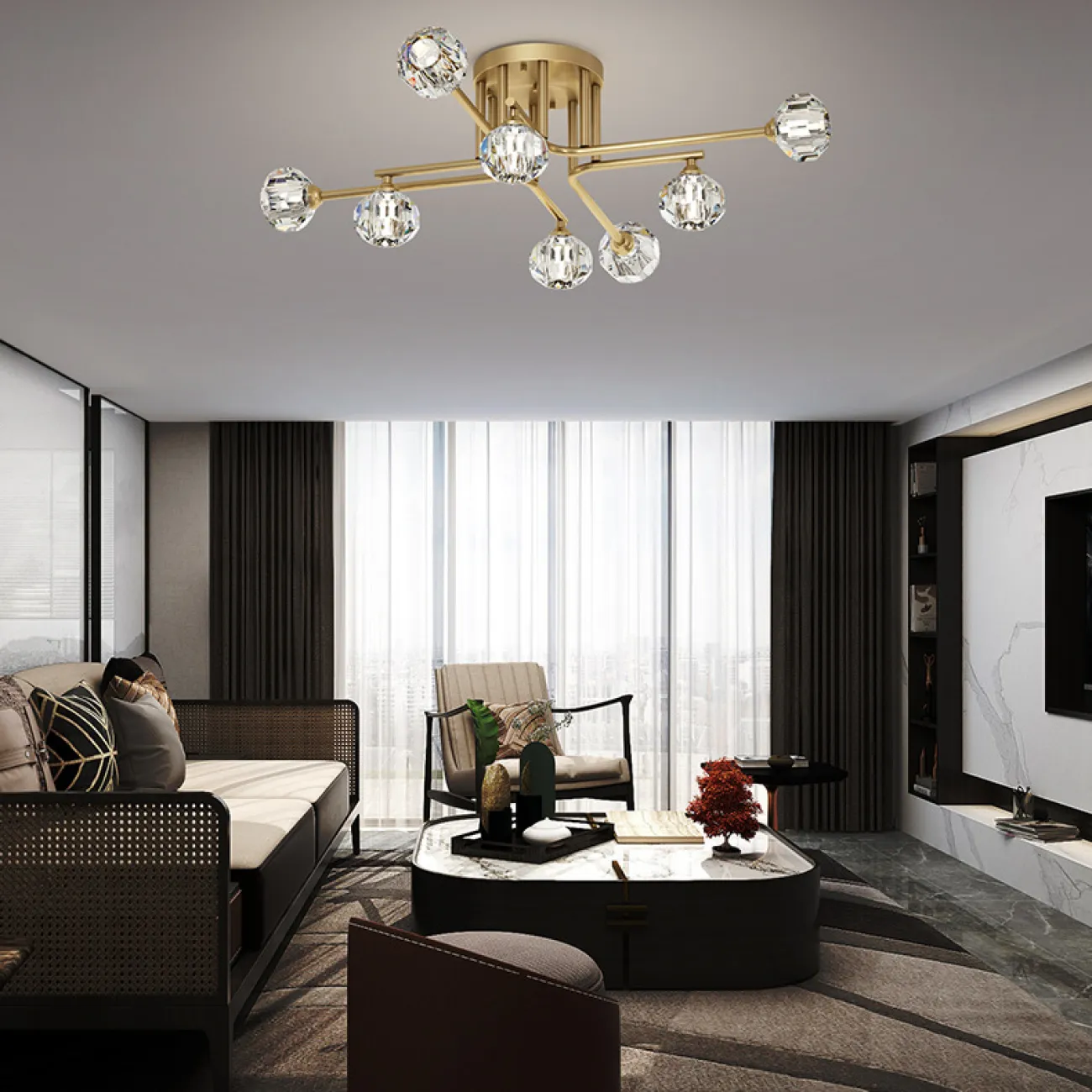 Потолочная люстра RH CH L4 Brass Black от ImperiumLoft