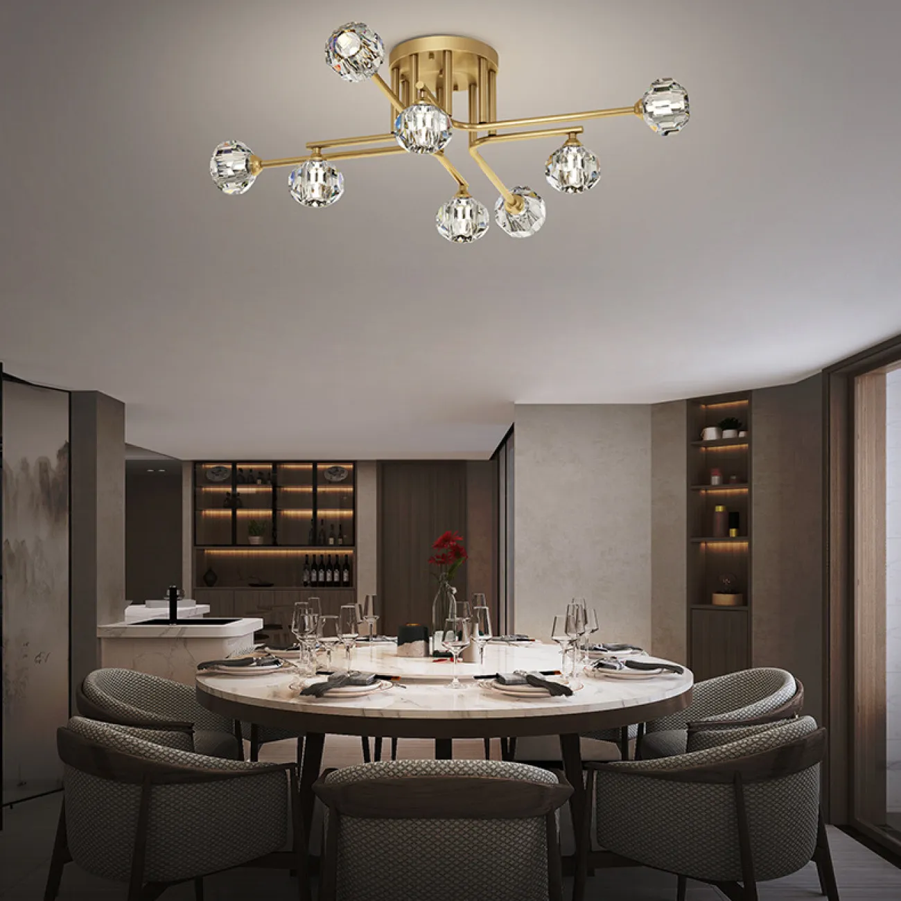 Потолочная люстра RH CH L4 Brass Black от ImperiumLoft