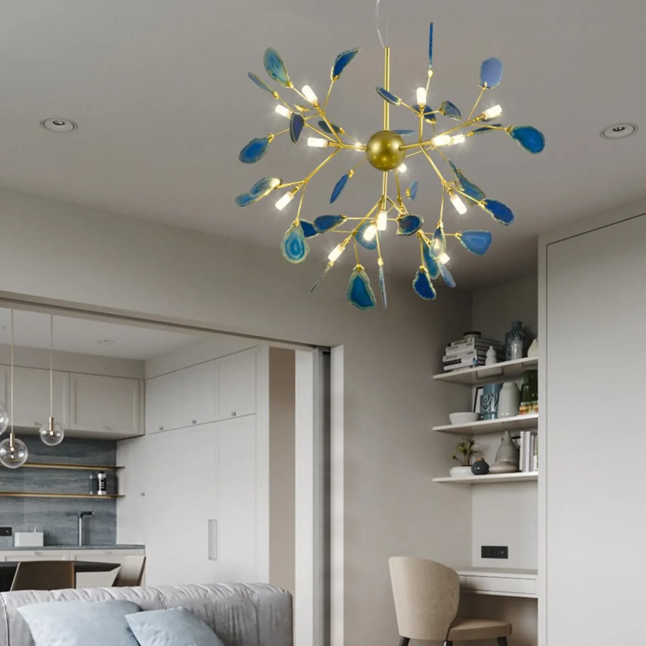 Подвесная люстра AGATE L16 Green от ImperiumLoft