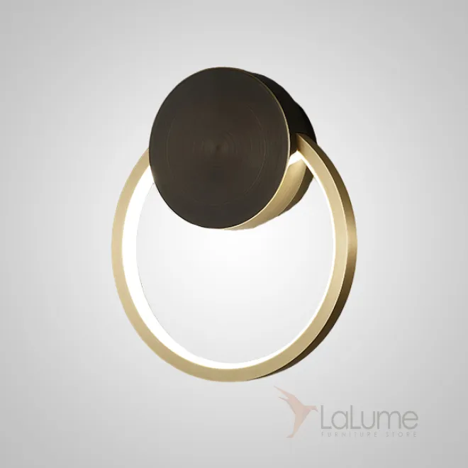 Серия настенных светодиодных светильников с кольцевым корпусом из натуральной и черненой латуни WOLKE SMALL D20 Brass