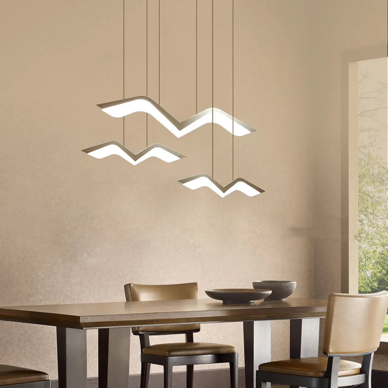 Комбинация подвесных светодиодных светильников с плафонами в форме стилизованных чаек LIESL M L1 4000К