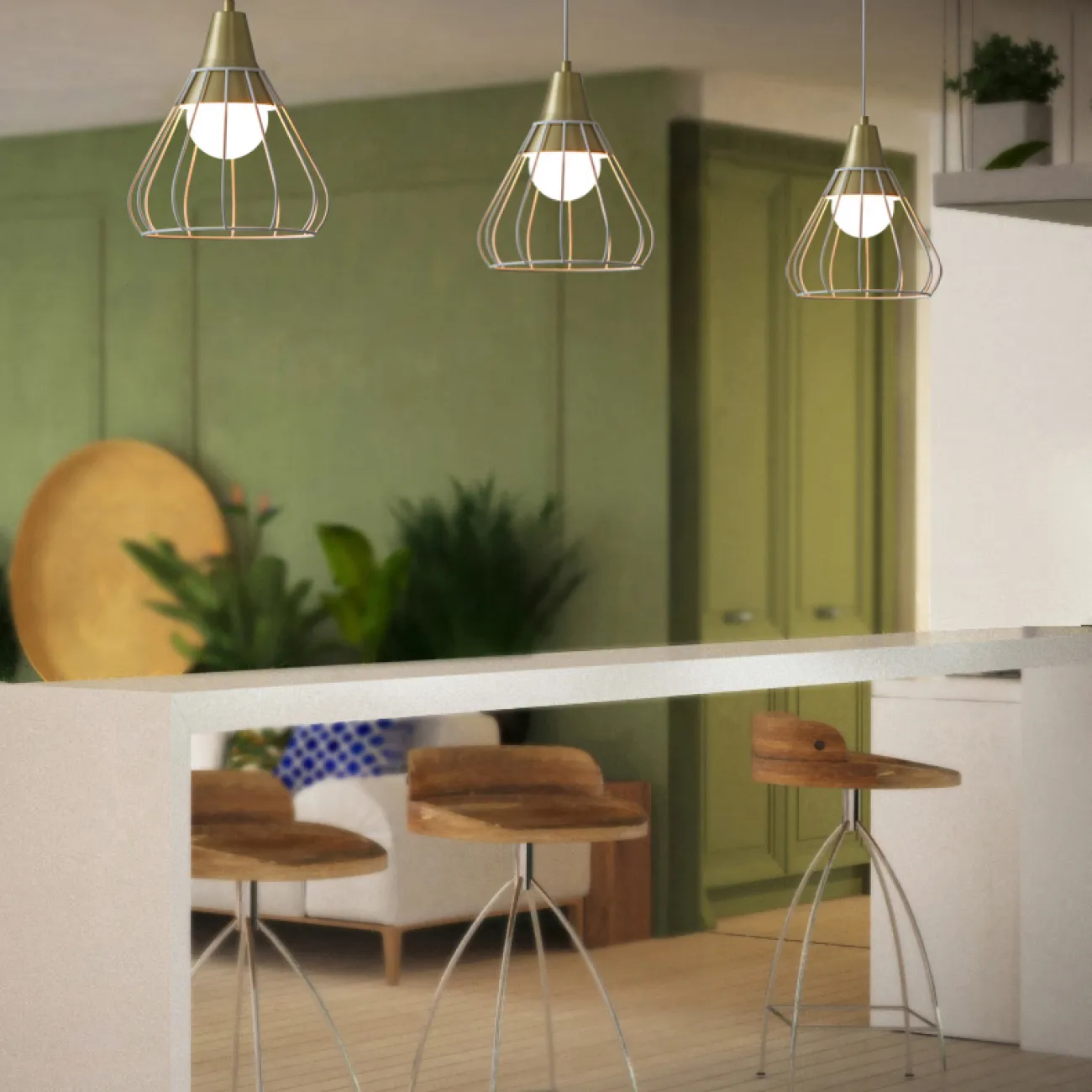 Подвесной светильник GRID4 D23 Green от ImperiumLoft