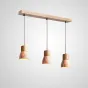 Готовая комбинация подвесных светильников с геометрическими плафонами из камня травертина с деревянной отделкой MELIUS TRIO A Light brown Планка