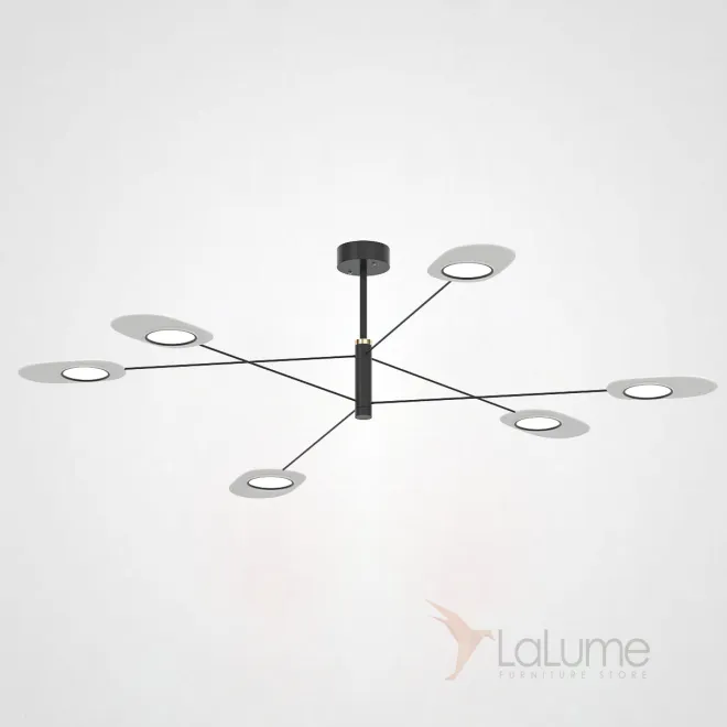 Люстра на штанге INGEL D110 6 lamps Black/White от ImperiumLoft