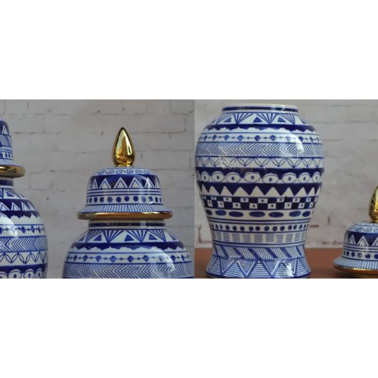 Китайская чайная ваза с крышкой Gold Bump от LaLume