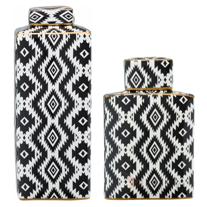 Декоративный сосуд черно-белый келим от LaLume