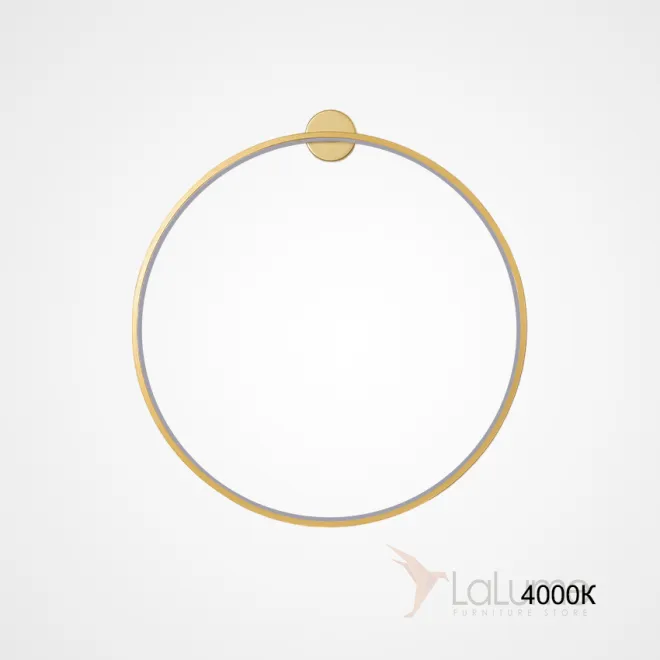 Серия настенных светильников в виде черных металлический колец разного диаметра с LED-подсветкой по контуру корпуса с круглым креплением GUARD B D30 Brass 4000К