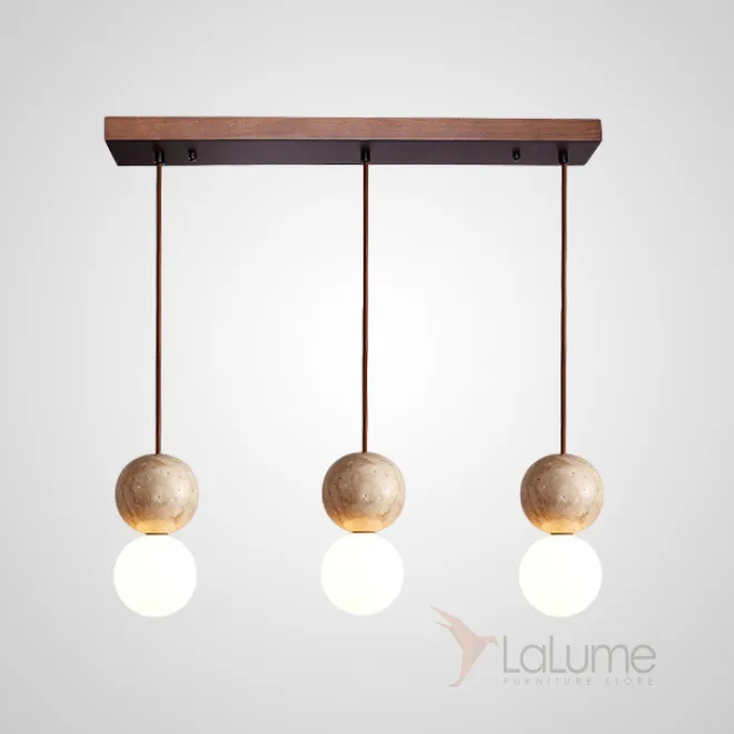 Готовая комбинация подвесных светильников с шарообразными стеклянными плафонами и каменными сферами LILLA S COMBO L60 Готовая комбинация подвесных светильников с шарообразными стеклянными плафонами и каменными сферами LILLA S COMBO L60