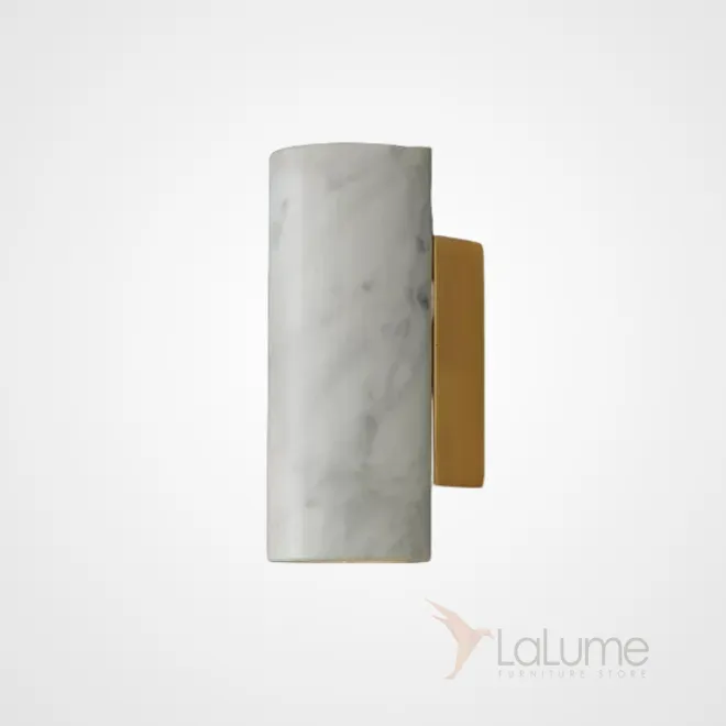 Серия настенных светильников с цилиндрическими плафонами из мрамора на прямоугольном креплении MYTH White Серия настенных светильников с цилиндрическими плафонами из мрамора на прямоугольном креплении MYTH White