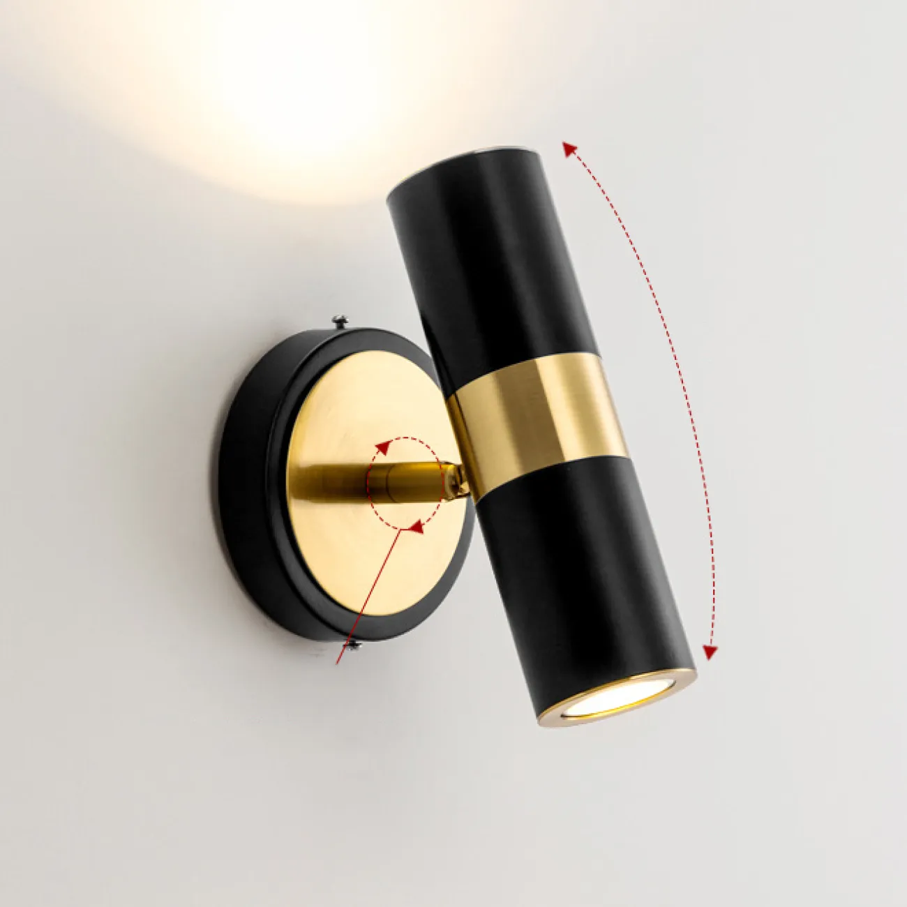 Серия настенных светодиодных светильников с цилиндрическим и скругленным плафоном на круглом креплении с поворотным механизмом SET B