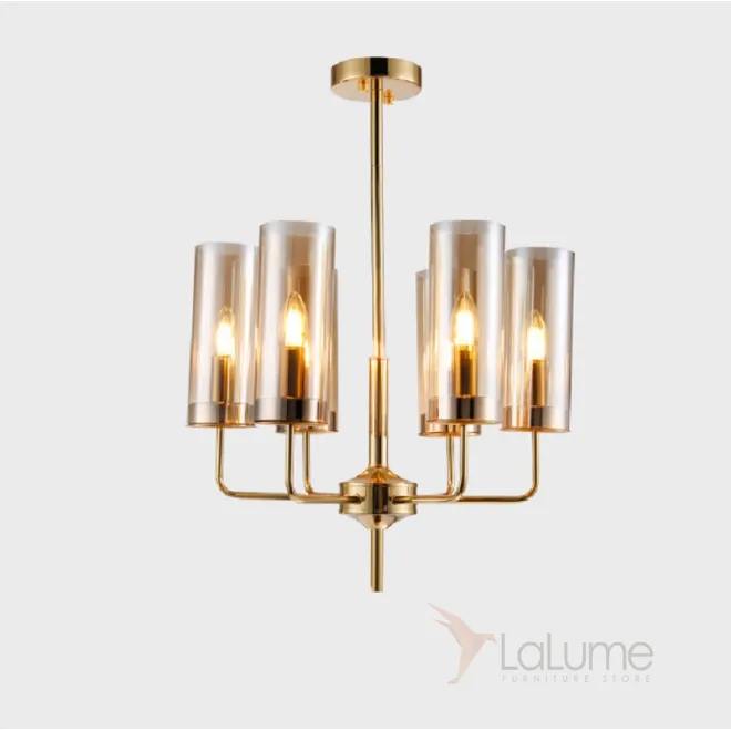 Люстра Hans-Agne Jakobsson Brass & Blue Glass Tube Chandelier Hans-Agne Jakobsson in 1970 6 Коричневый от ImperiumLoft