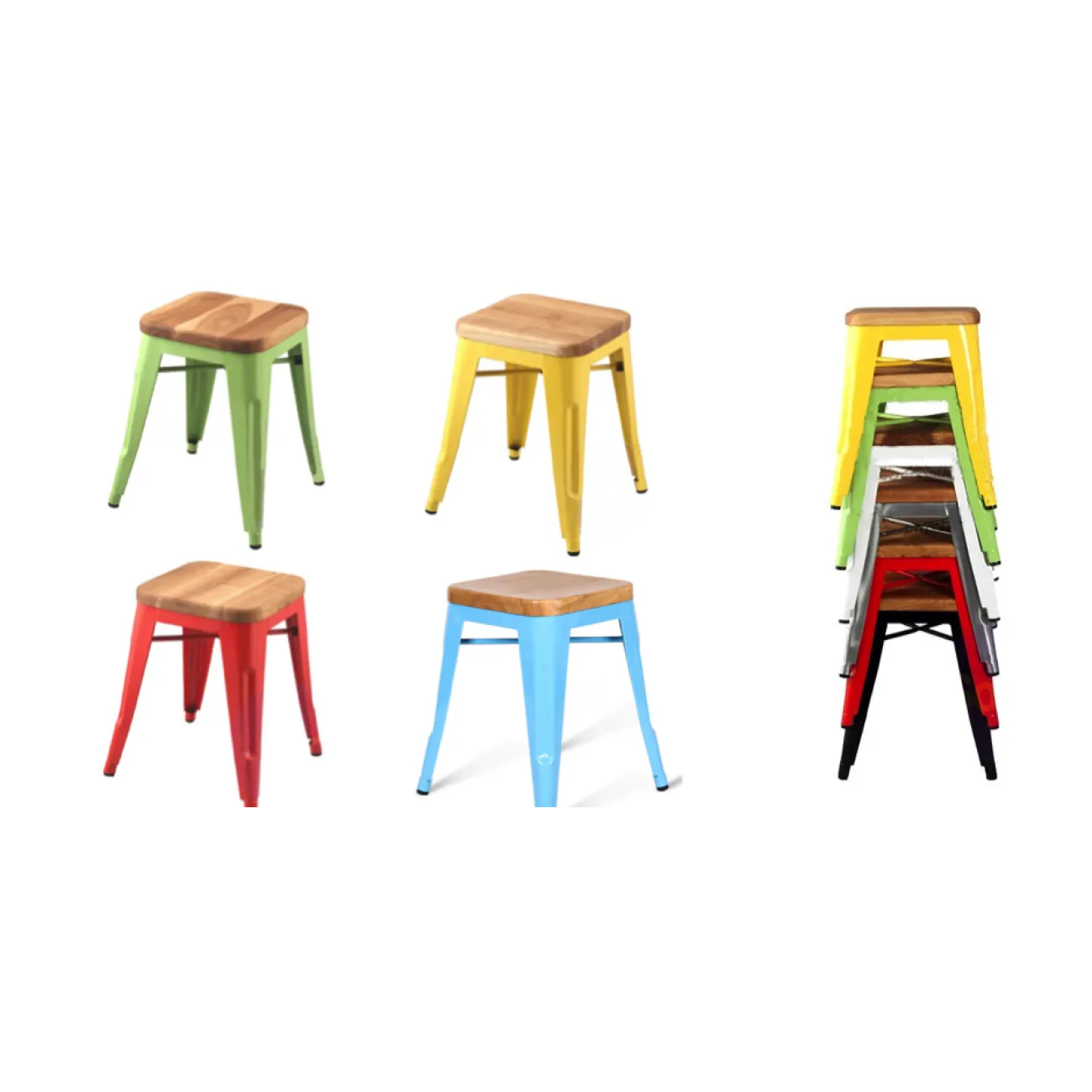 Кухонный стул Tolix Wood Seat Stool designed by Xavier Pauchard in 1934 от LaLume