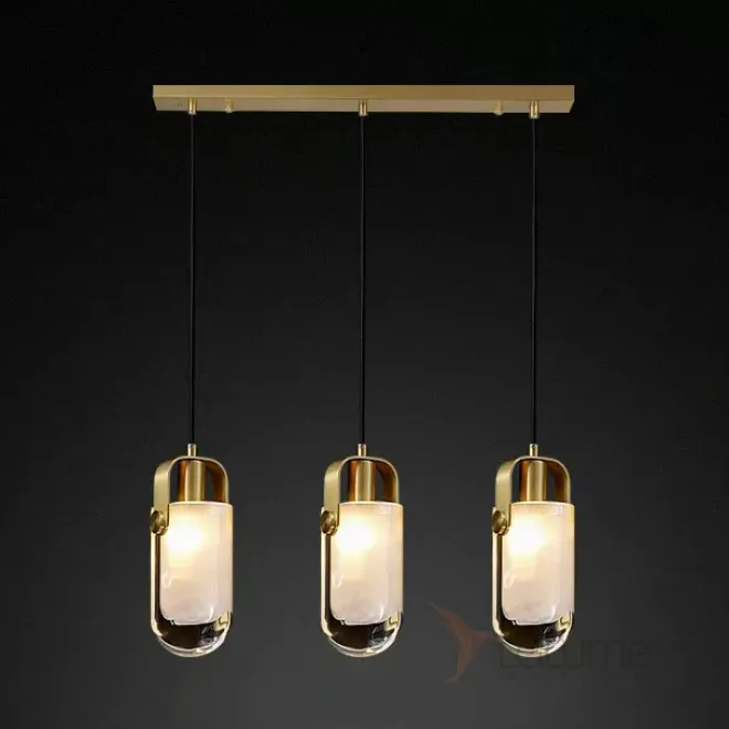 Готовая комбинация подвесных светильников с белым плафонами в скругленных хрустальных слитках NELLY COMBO L70