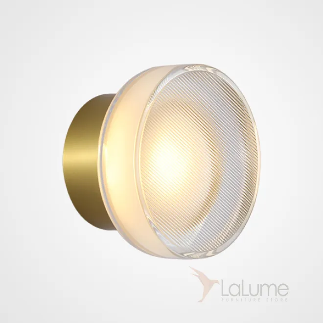 Серия настенных светодиодных светильников с круглым прозрачным плафоном с рельефной поверхностью LILO Brass Серия настенных светодиодных светильников с круглым прозрачным плафоном с рельефной поверхностью LILO Brass