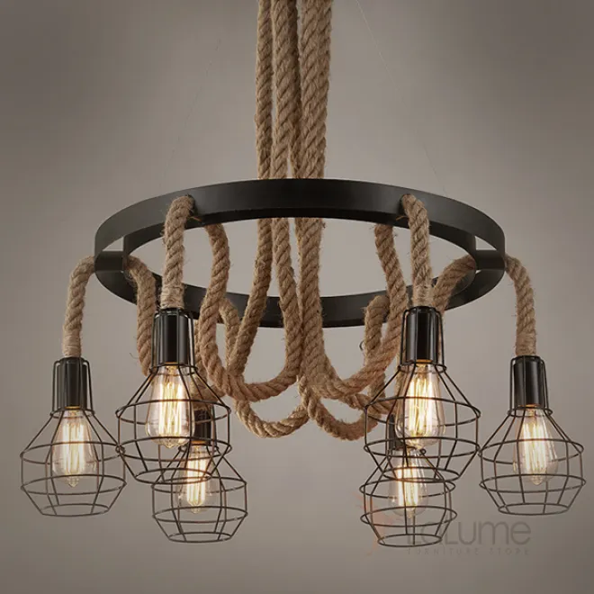 Люстра Loft Rope Chandelier cage VI от LaLume