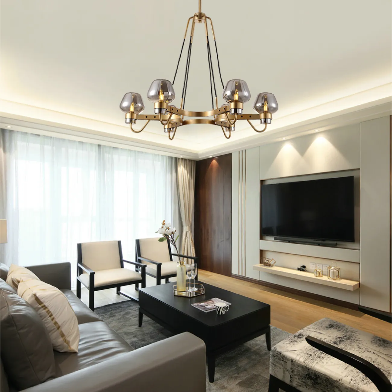 Люстра MONTALEMBERT by Studios 6 lamps Black/Transparent от ImperiumLoft