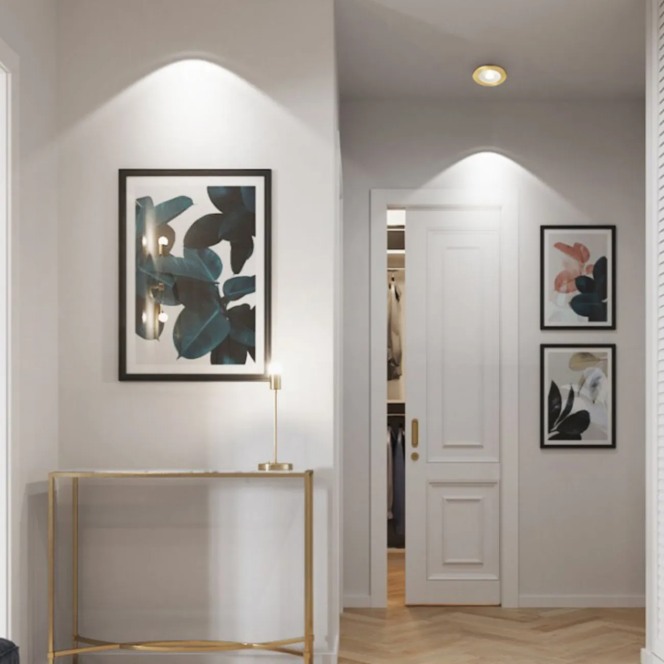 Точечный встраиваемый светильник круглой формы с рельефной внутренней поверхностью и окантовкой латунного оттенка ACT D10 3000К 3W