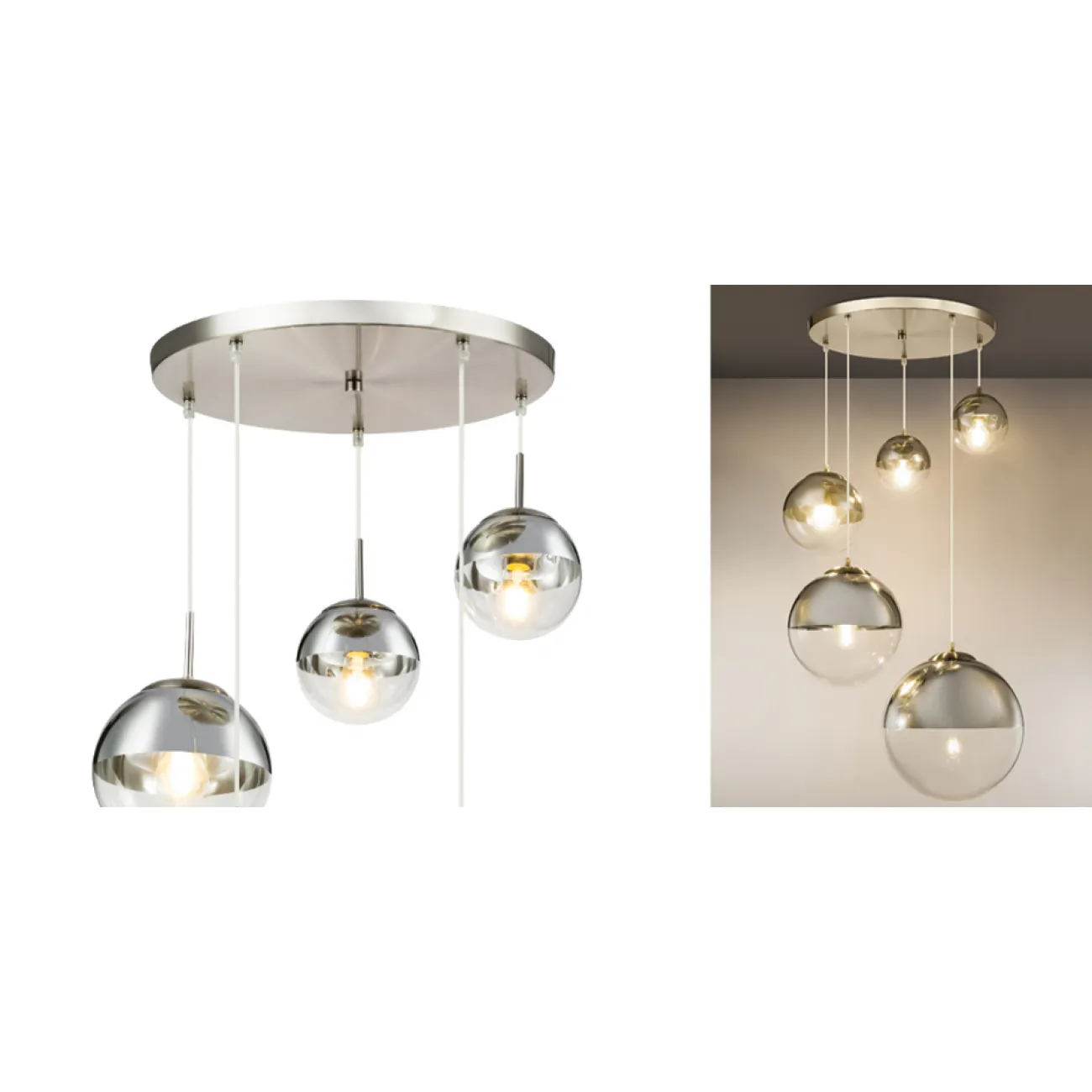 Светильник подвесной Mirror Ball Silver 5 плафоновdesigned by Tom Dixon in 2003