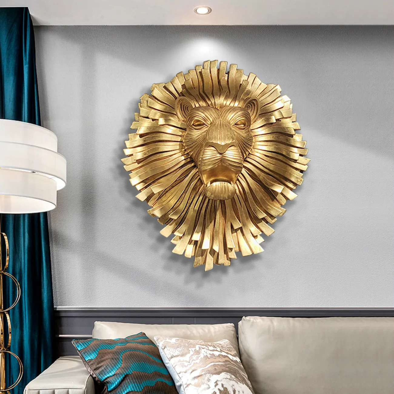 Дизайнерский настенный декор лев LaLume-KKK00240