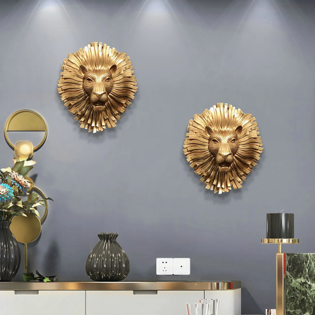 Дизайнерский настенный декор лев LaLume-KKK00240