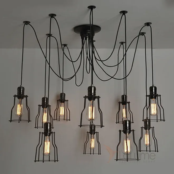 Люстра Loft Industrial 10 wire Cage Filament Pendant от LaLume