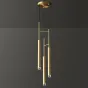 Готовая комбинация подвесных светильников с двумя цилиндрическими стеклянными плафонами на вытянутом трубчатом каркасе GIFT COMBO D20 Brass