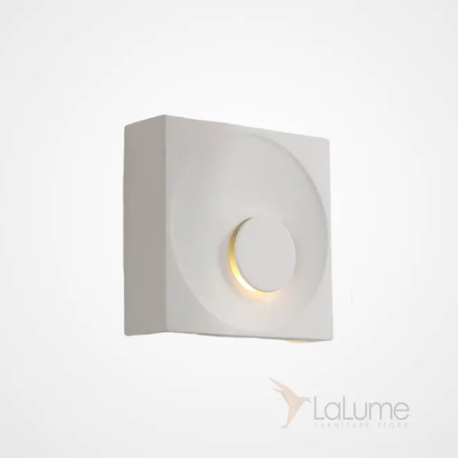 Серия настенных светильников с цементными плафонами кубической формы с круглым рельефом LEGEND White