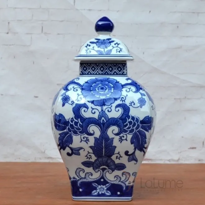 Ваза с крышкой Dark Blue Pattern от LaLume