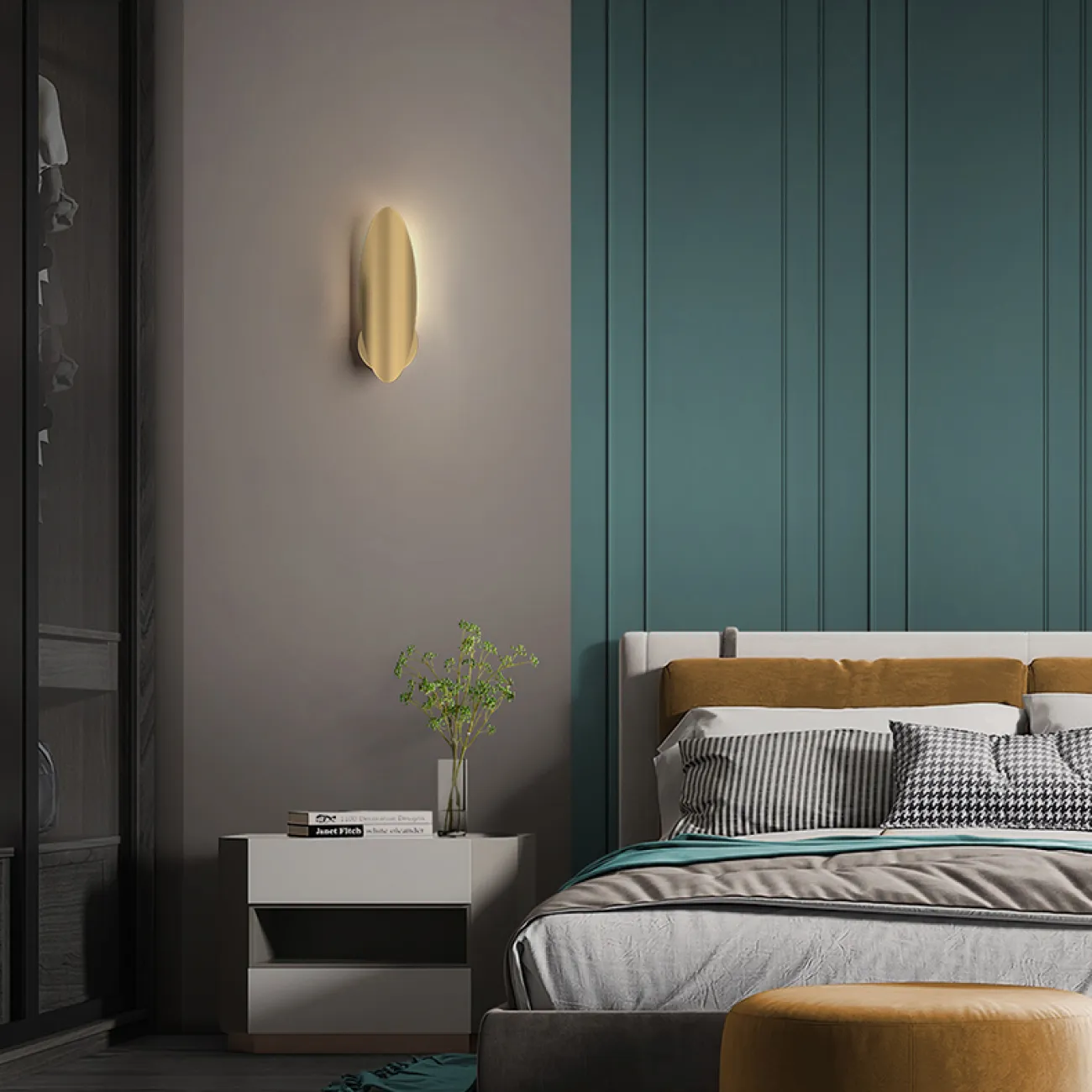  Латунный настенный светильник овальной формы AMULET H45 Black