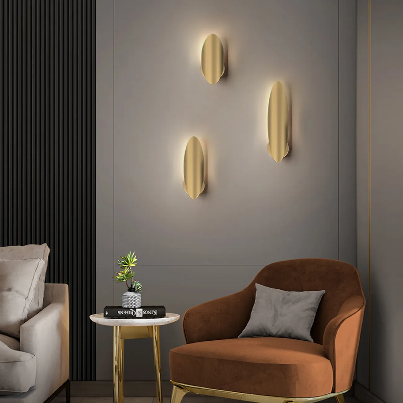  Латунный настенный светильник овальной формы AMULET H45 Black