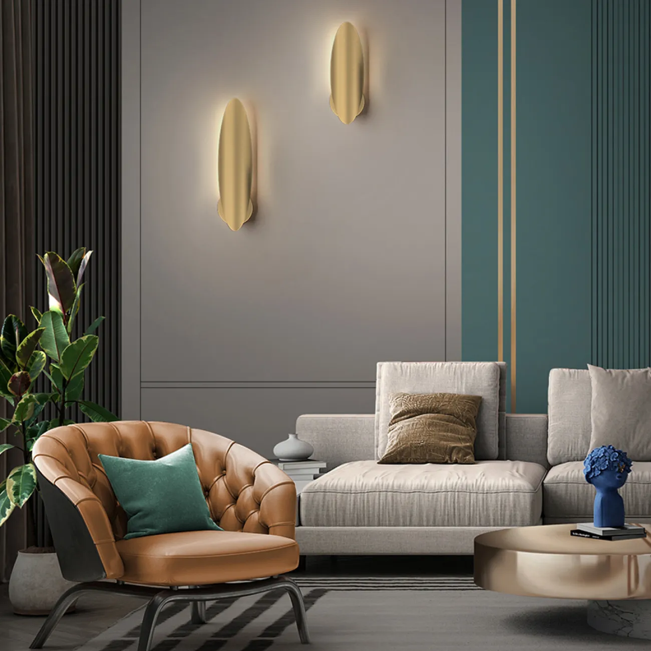  Латунный настенный светильник овальной формы AMULET H45 Black