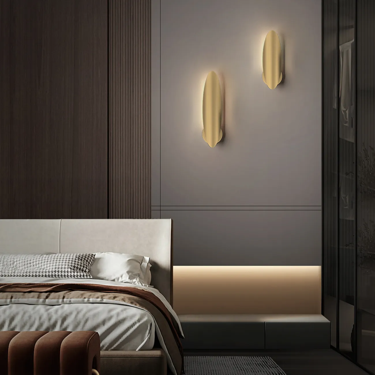  Латунный настенный светильник овальной формы AMULET H45 Black