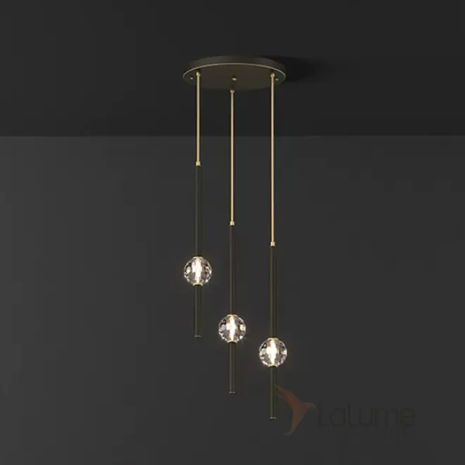 Готовая комбинация подвесных светодиодных светильников с хрустальными шарообразными плафонами SOCRATES COMBO D30 L3 Black