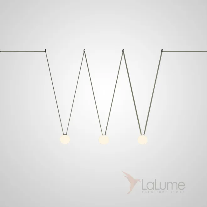 Готовая комбинация подвесных светильников c шарообразными плафонами на зеленом текстильном тросе DIRK L30