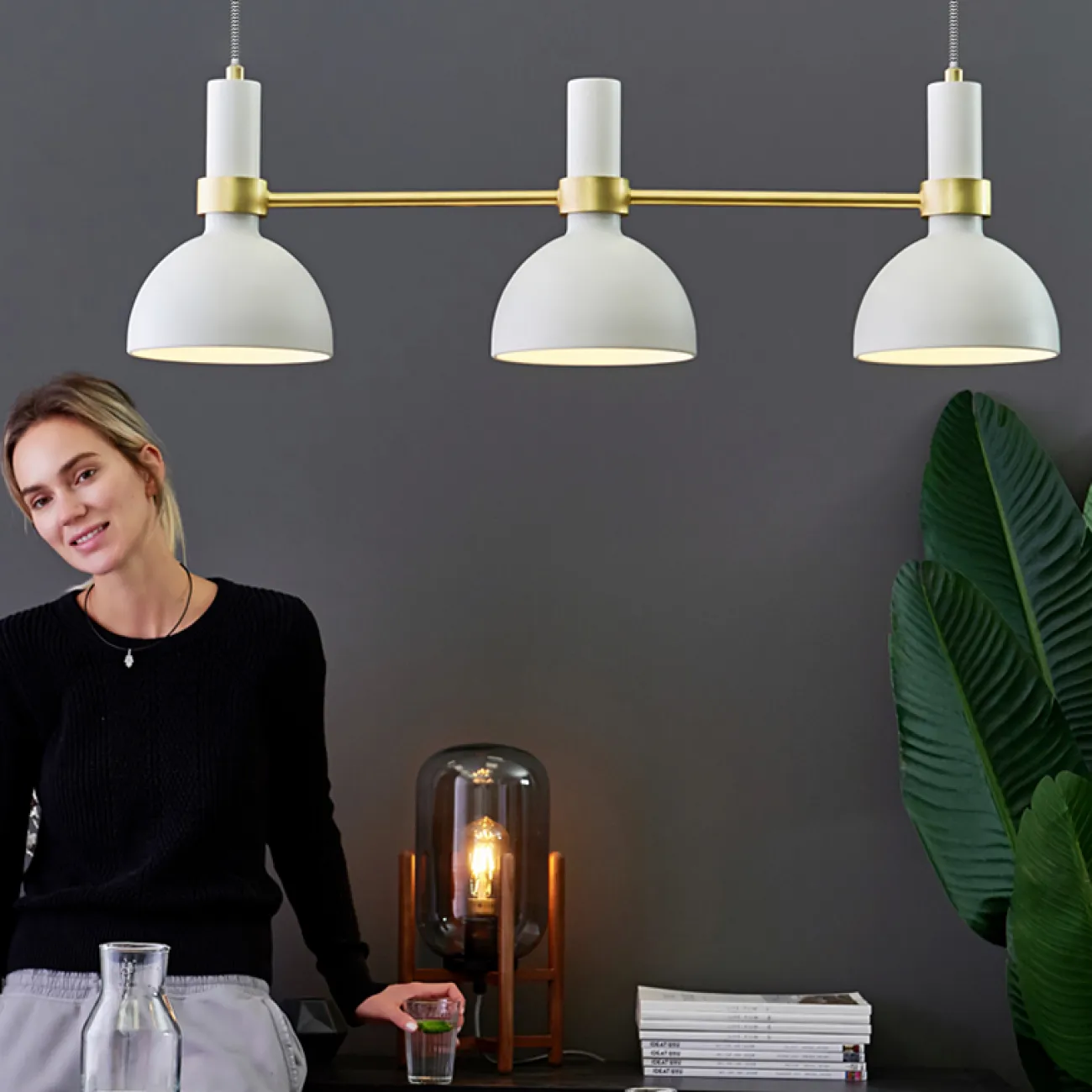 ПОДВЕСНОЙ СВЕТИЛЬНИК LARRY PENDANT 3L BLACK/BRUSHED BRASS от ImperiumLoft