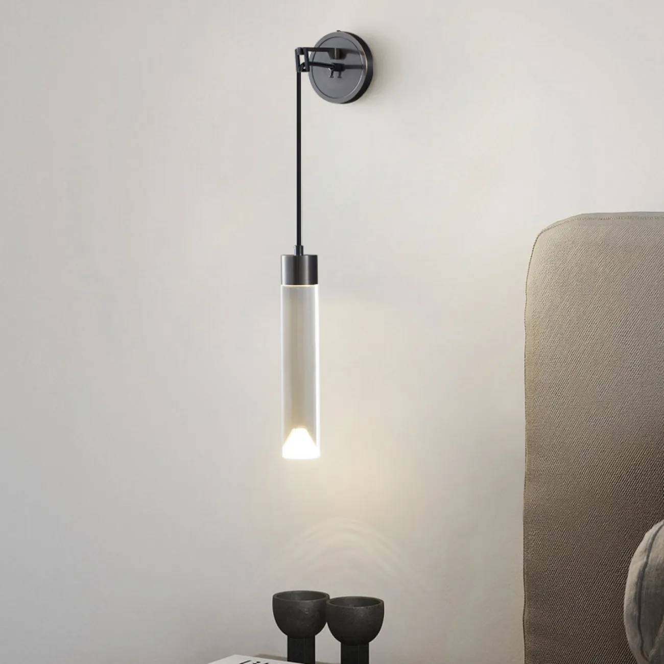 Серия настенных светодиодных светильников с цилиндрическим корпусом из хрусталя SAKRIS WALL Black