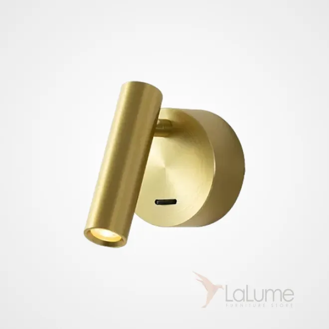Серия настенных светодиодных светильников с цилиндрическим плафоном на круглом креплении с USB-портом RUN Brass