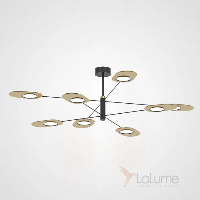 Люстра на штанге INGEL D120 8 lamps Black/Gold от ImperiumLoft