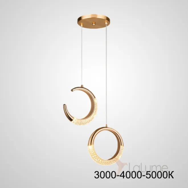 Готовая комбинация из двух подвесных светодиодных светильников в виде кольца и полукольца с рельефной поверхностью SONKE DUO C Трехцветный свет Готовая комбинация из двух подвесных светодиодных светильников в виде кольца и полукольца с рельефной поверхностью SONKE DUO C Трехцветный свет