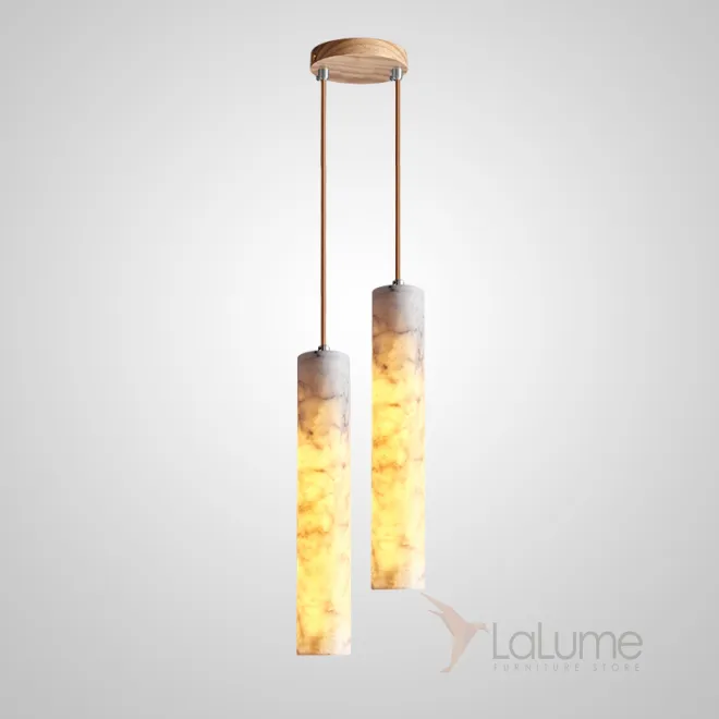 Готовая комбинация подвесных светильников с цилиндрическим корпусом из белого мрамора и деревянным креплением REOR COMBO C L2 Диск Готовая комбинация подвесных светильников с цилиндрическим корпусом из белого мрамора и деревянным креплением REOR COMBO C L2 Диск