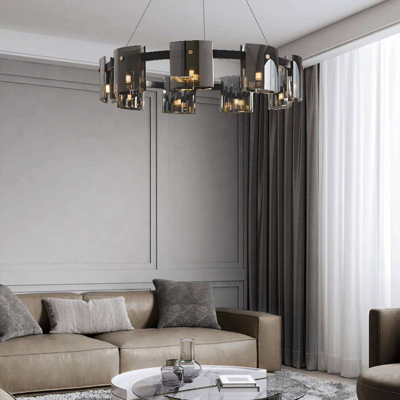 Подвесная люстра JANICE D80 Black Grey от ImperiumLoft