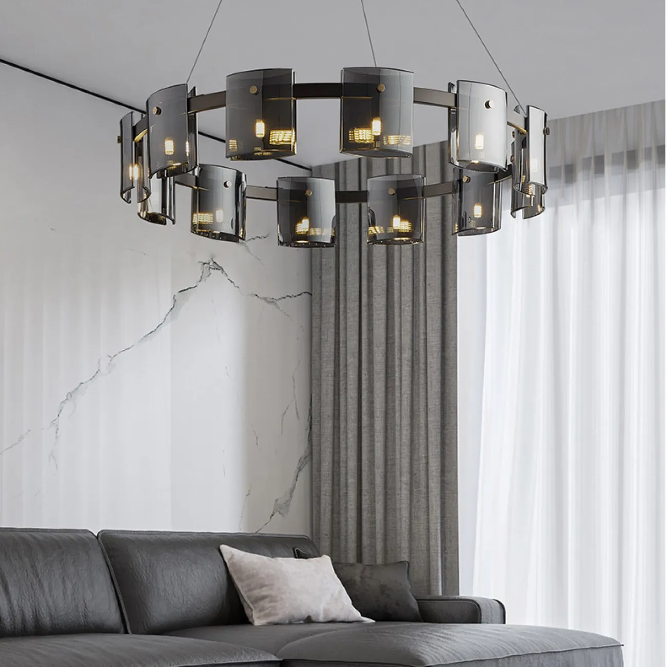 Подвесная люстра JANICE D100 D60 Black Grey от ImperiumLoft