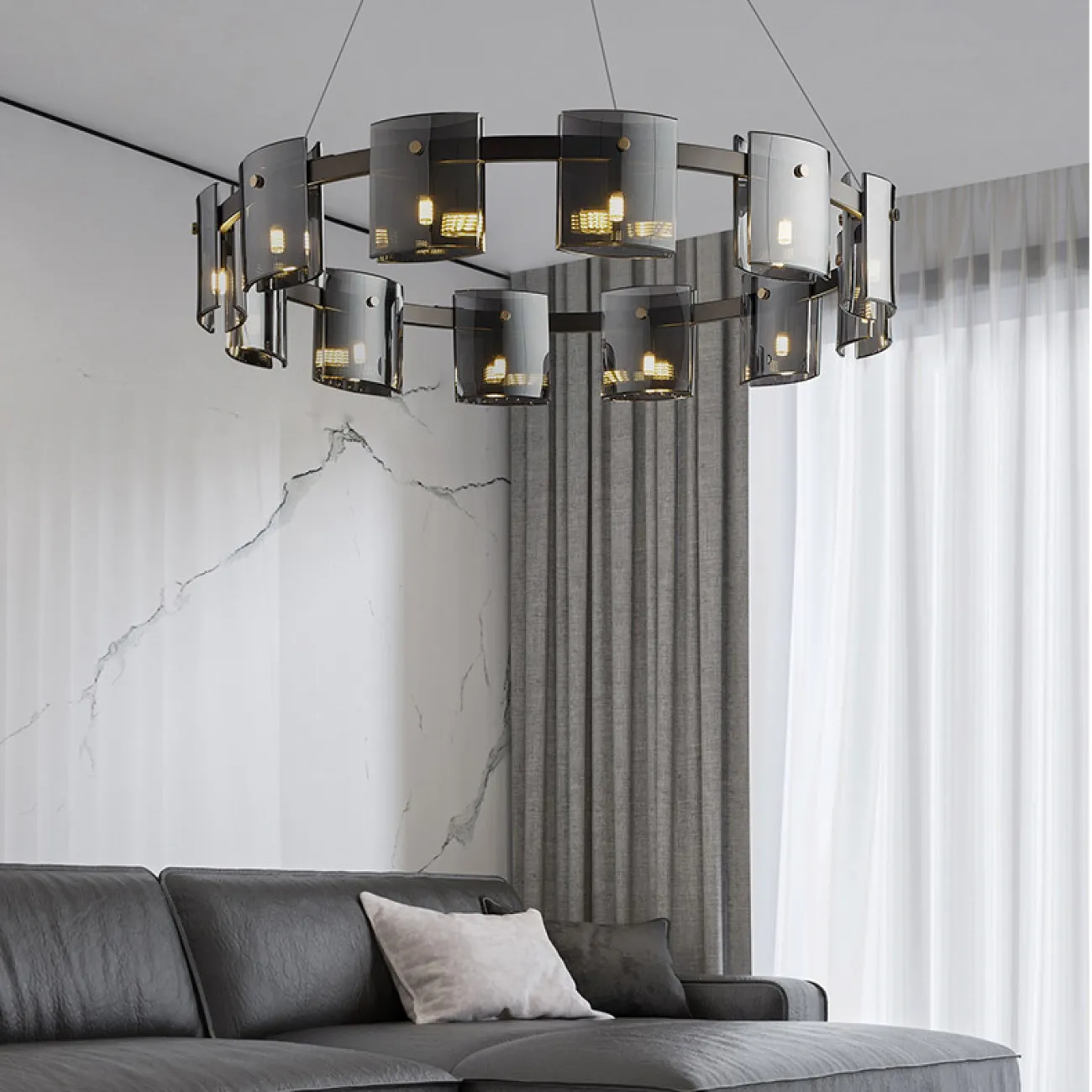 Подвесная люстра JANICE D80 Black Grey от ImperiumLoft